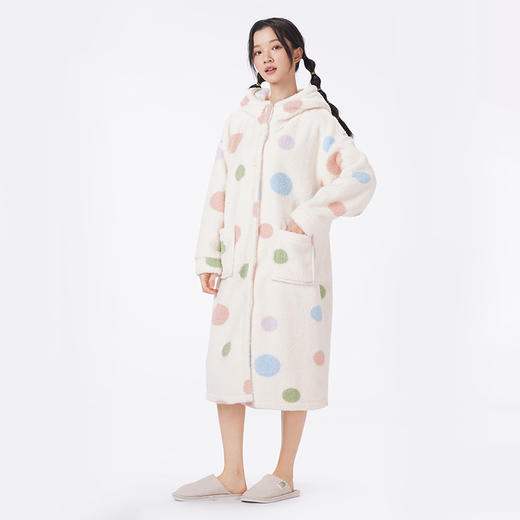 都市丽人睡衣舒适外出单件袍家居服米粒绒厚女士米粒绒套装LHT7B8 商品图2