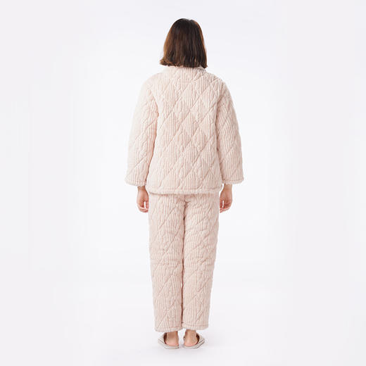 都市丽人睡衣亲情蜜语长袖家居服长毛绒提花夹棉加加厚女士夹棉套装LHT0B5 商品图3