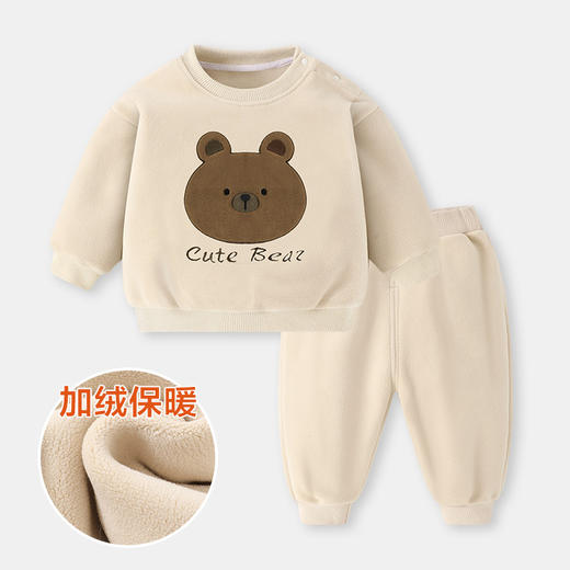 【婴儿奥粒绒卫衣套装，加绒保暖，两件套更超值】婴儿奥粒绒卫衣套装 冬装秋冬男童儿童女宝加绒保暖两件套-QQ 商品图6