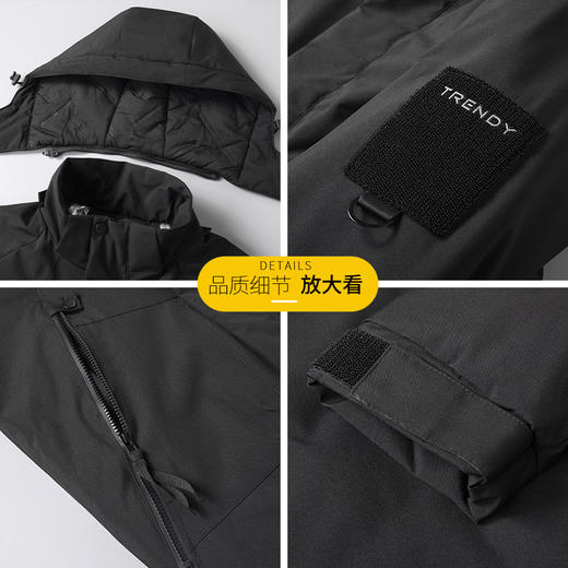 【可拆卸帽】【新款DSF】大依优型大码男装连帽薄棉棉衣夹克加肥加大休闲夹克胖子外套上衣 商品图5