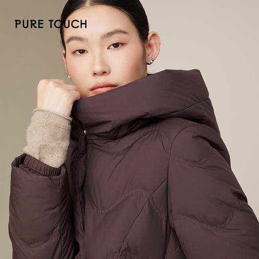 pure touch李子色中长款鹅绒羽绒服1306243376 商品图3