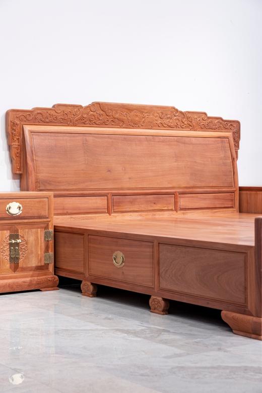 红桥红  家具严选  缅甸花梨（大果紫檀）【180 螭龙弯背素面 高低床 】 商品图5