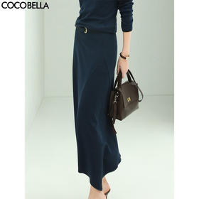 【有赞】HS518COCOBELLA优雅气质人字纹通勤半身裙女时尚不对称针织裙