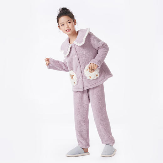 都市丽人眯雅佳睡衣超值精选长袖长毛绒厚女童法兰绒长袖长裤JHT1B1 商品图2