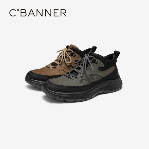 千百度男鞋户外厚底防滑工装鞋春季百搭增高加绒运动休闲鞋A24592111 商品图0