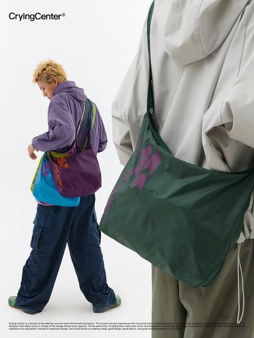 CryingCenter 多色斜挎撞色便携尼龙背包 哭喊中心 商品图1