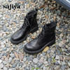 Safiya/索菲娅2024冬英伦风真皮褶皱做旧复古厚底马丁靴 SF44116265 商品缩略图5