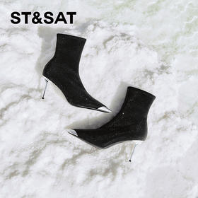 星期六气质尖头细高跟显瘦时装靴SSC4116318