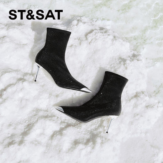 星期六气质尖头细高跟显瘦时装靴SSC4116318 商品图0
