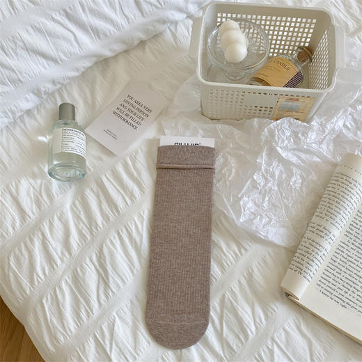 【一袜两穿，少女感满满】纯棉堆堆袜子女秋冬无骨中筒袜，软糯舒适吸汗透气，纯色直板袜休闲百搭长筒袜QQ 商品图8