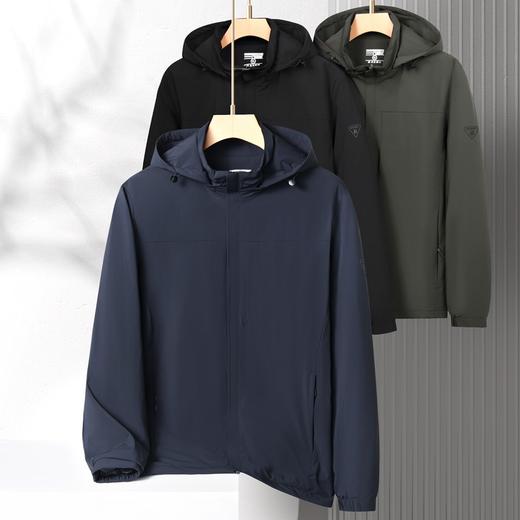 【可拆卸帽】【新款DSF】大依优型大码男装连帽薄棉棉衣夹克加肥加大休闲夹克胖子外套上衣 商品图0