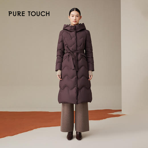 pure touch李子色中长款鹅绒羽绒服1306243376 商品图1