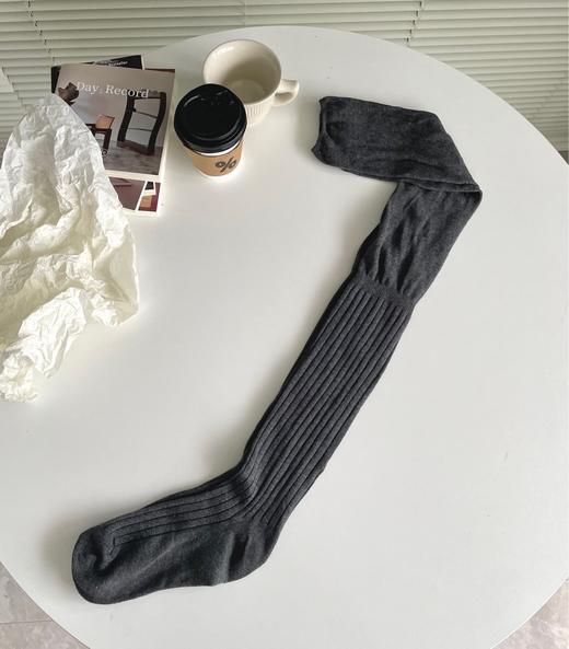 【日系长款拼接堆堆袜】秋冬韩系简约百搭设计感，拼接纯色过膝纯欲风竖纹显瘦高筒袜套潮袜QQ 商品图13