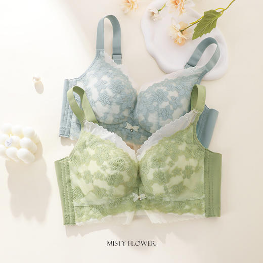 熳洁儿 内衣女小胸聚拢文胸性感蕾丝舒适无钢圈莫代尔撞色内衣23761502 商品图9