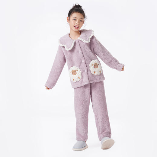 都市丽人眯雅佳睡衣超值精选长袖长毛绒厚女童法兰绒长袖长裤JHT1B1 商品图1