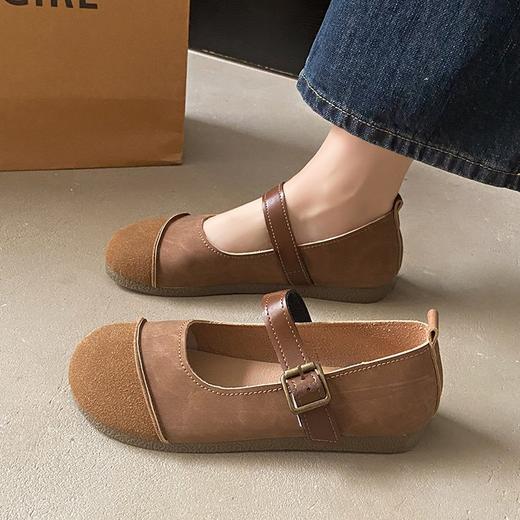 英伦风浅口平底鞋单鞋女2024新款女鞋春秋女式一字扣玛丽珍鞋新款爆款小红书同款 商品图2