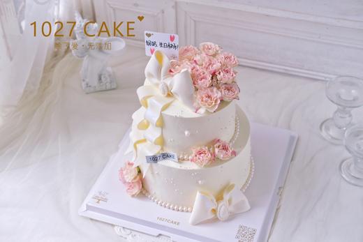 1027CAKE | 双层 鲜花蛋糕  翻糖蝴蝶结 商品图1