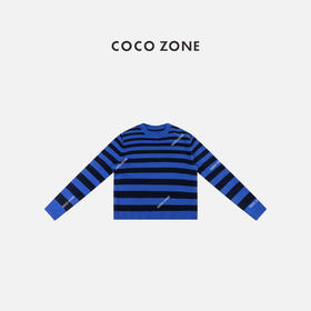 COCO ZONE 条纹设计感圆领针织衫长袖百搭上衣CC1C2228