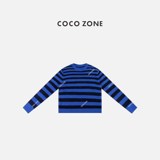 COCO ZONE 条纹设计感圆领针织衫长袖百搭上衣CC1C2228 商品图0
