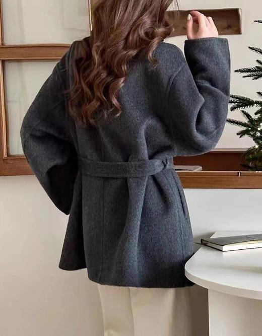 【YW】无忧购韩系温柔立领修身显瘦百搭双面大翻领羊毛大衣（截单后7天发货) 商品图1