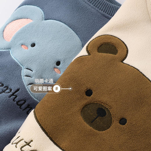 【婴儿奥粒绒卫衣套装，加绒保暖，两件套更超值】婴儿奥粒绒卫衣套装 冬装秋冬男童儿童女宝加绒保暖两件套-QQ 商品图2