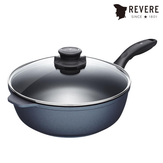 【小家电】Revere锅具蓝宝石材质不粘锅带盖煎锅煎盘深煎锅26cm RWS-6726C/YK HF 商品图0