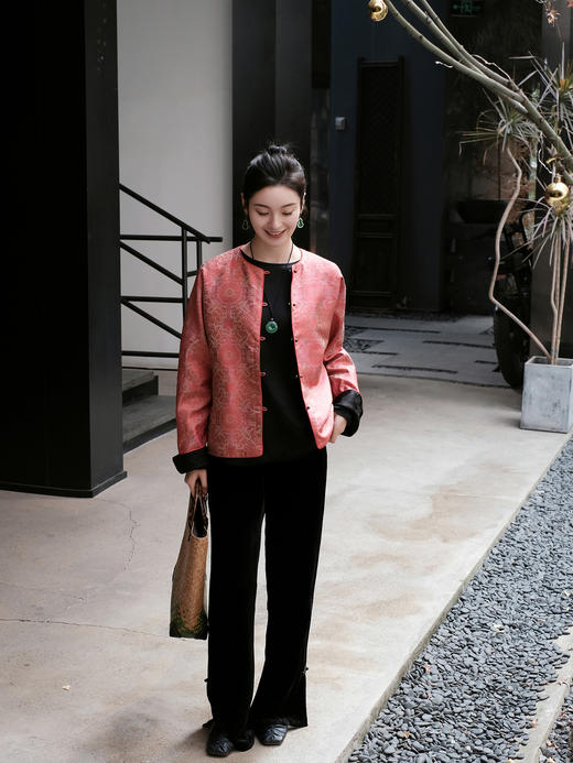 盛唐牡丹| 宋锦八达晕纹对襟外套 商品图3