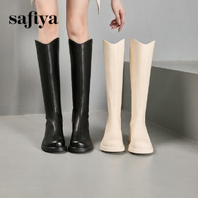 Safiya/索菲娅2024秋冬显瘦百搭粗跟厚底不过膝高筒骑士靴 SF44117251