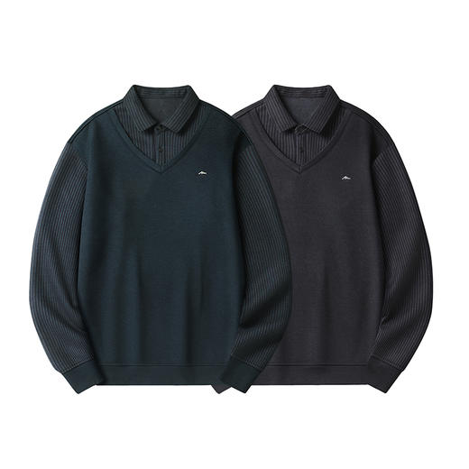 【加绒】【新款DWP】大依优型大码假两件长袖T恤衬衫领卫衣男装加肥加大体恤大号上衣胖子商务休闲 商品图1