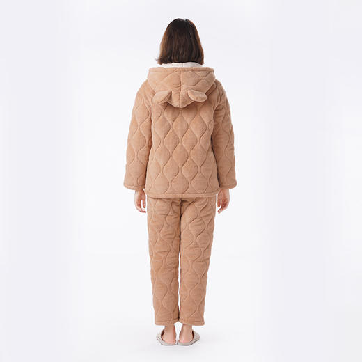 都市丽人睡衣亲情蜜语长袖家居服长毛绒夹棉加厚女士夹棉套装LHT9A8 商品图3