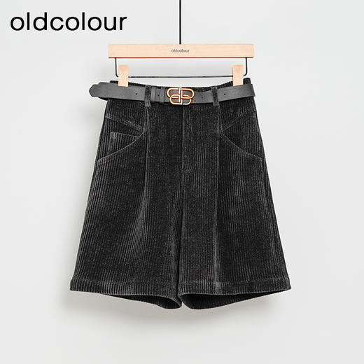 oldcolour秋冬款短裤复古气质灯芯绒高腰显瘦休闲裤女DM45071029 商品图0