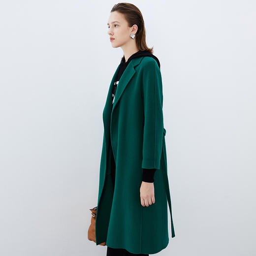EITIE爱特爱冬季新款经典翻领百搭纯色毛呢大衣中长款外套7614318 商品图3