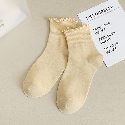 【学院风花边公主袜】袜子女春夏款木耳边短筒袜，透气好清爽无骨不硌脚，纯色简约风女士棉袜JK潮日系月子袜女袜QQ 商品图9