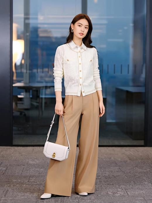 [顺丰包邮]雅莹同款21913新品绵羊毛撞色小香风暗纹提花针织开衫91 商品图5