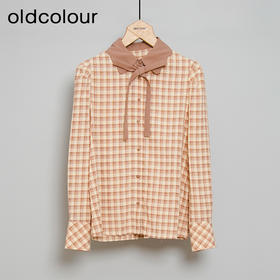 oldcolour春秋款格子衬衫气质百搭减龄长袖衬衫女DN13013006