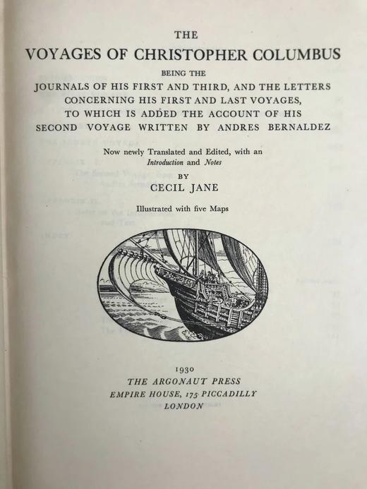 限量版毛边本！1930年 哥伦布航海记 5幅地图 布面精装16开 商品图2