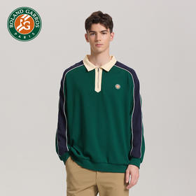 罗兰加洛斯法网官方正品 2023新款polo领复古半开襟运动情侣卫衣