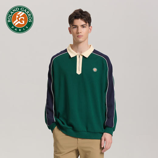 罗兰加洛斯法网官方正品 2023新款polo领复古半开襟运动情侣卫衣 商品图0