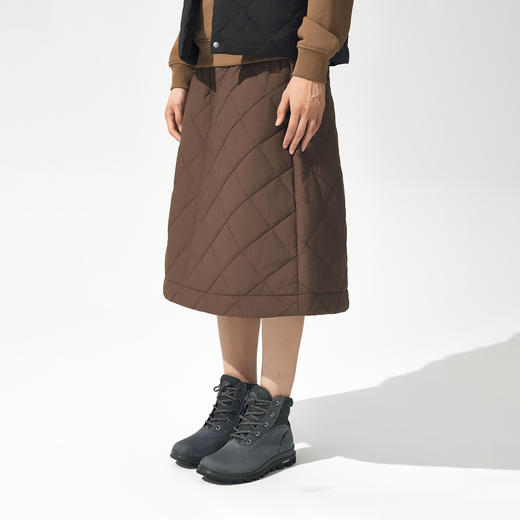 北极狐 女士棉质半身裙 秋冬菱格棉A字裙 2024过膝伞裙 05242282 商品图1