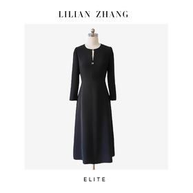 E——定制—「法式复古」—Lady挚爱、绽放黑天鹅A摆中长连衣裙  2401157