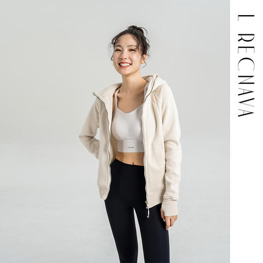 L RECNAVA [加绒卫衣] 长款拉链连帽加绒外套 全拉链方便穿脱 加宽螺纹下摆 带拇指扣 显瘦保暖 商品图8