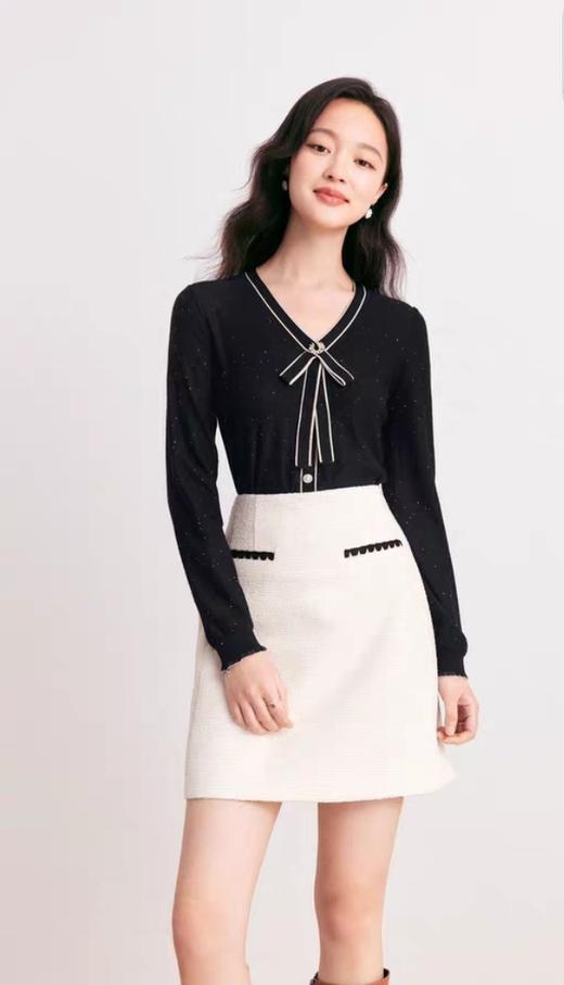 [顺丰包邮]珂莱蒂尔同款22510秋季修身V领套头绵羊毛拼接针织衫上衣171 商品图4