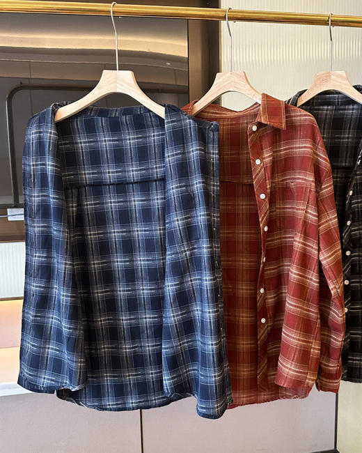 河智苑明星同款！加厚磨毛秋冬格子衬衣 商品图2