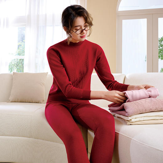 都市丽人保暖衣强暖套装德绒提花复合绒厚女士保暖衣套装LWT2A5 商品图1