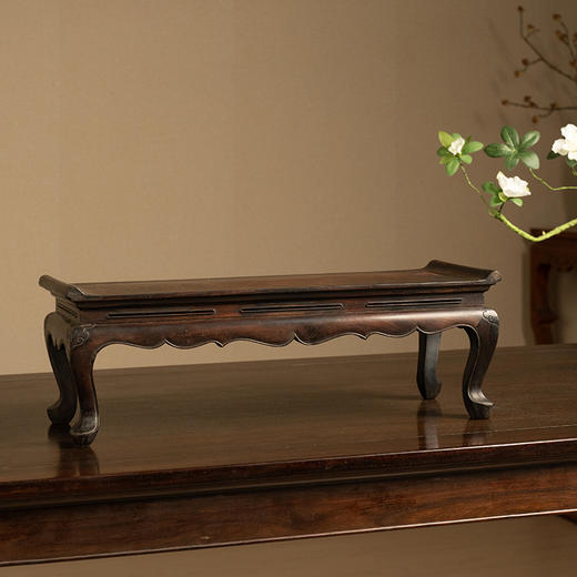 清 紫檀束腰三弯腿翘头案中案摆件 商品图4