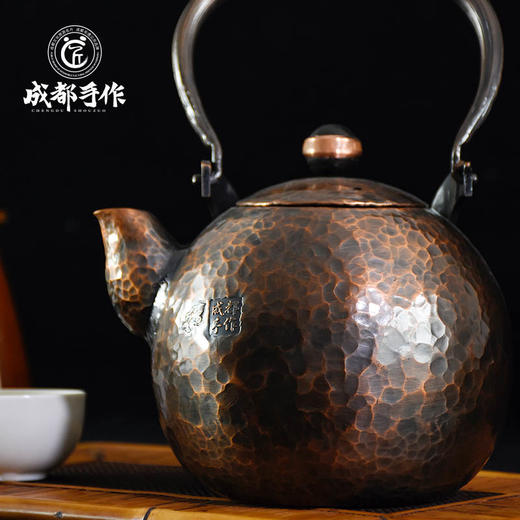 成都手作【李小毛铜壶】提梁铜壶  复古功夫茶壶 非遗一体铜壶手工壶 商品图3