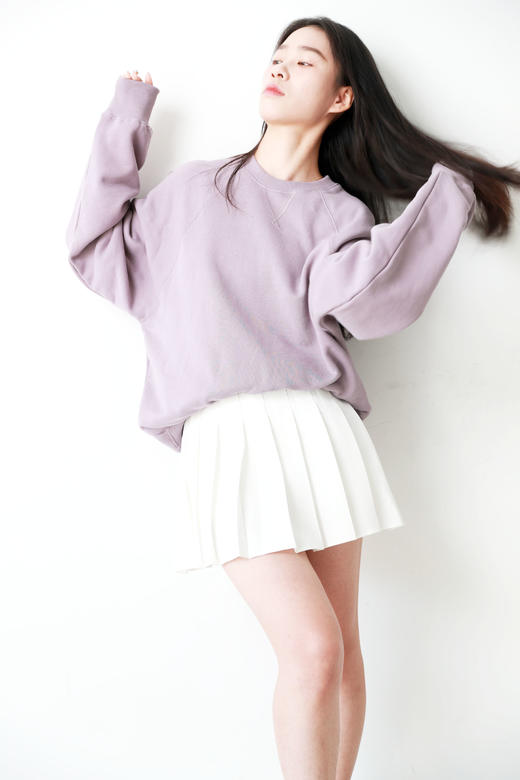 yyds慵懒感卫衣。胸口小标刺绣圆领丁香紫+古陶绿长袖外套A092768 商品图9