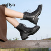 Safiya/索菲娅2024冬英伦风真皮褶皱做旧复古厚底马丁靴 SF44116265 商品缩略图3