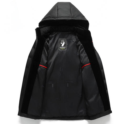 【皮羽绒】【可拆卸帽】【新款DTX】大依优型大码羽绒服皮夹克PU外套加肥加大肥佬休闲上衣男士胖子秋冬 商品图3