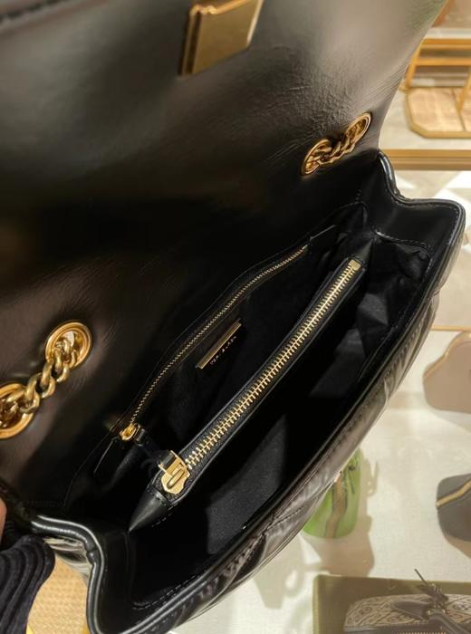 TORY BURCH 汤丽柏琦 Kira 钻石绗缝斜角双TLogo标志 帕纳皮革 斜挎单肩包 女款 黑色（CB） 商品图1